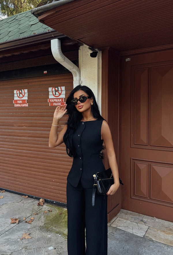 Ensemble Pantalon Tailleur Élégant Noir