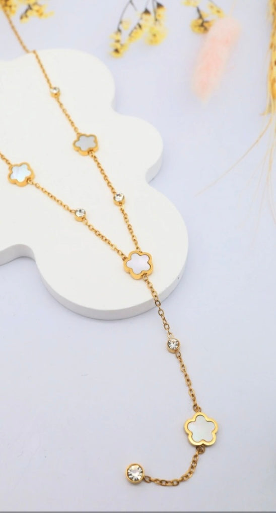 Collier Trèfles & Strass Acier Inoxydable