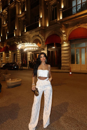 Pantalon Blanc Détails Pierres
