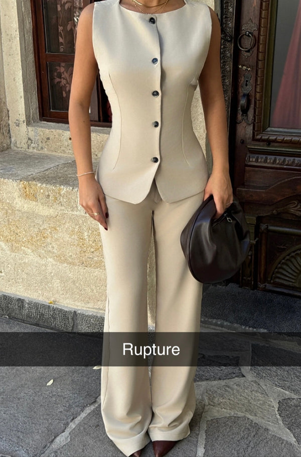 Ensemble Pantalon Tailleur Élégant Blanc