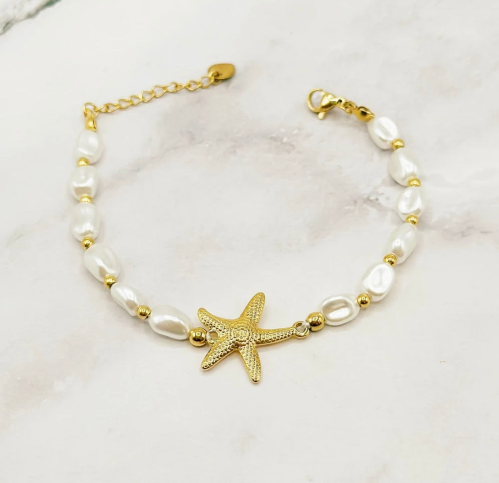 Bracelet Acier inoxydable Perles Étoile de Mer