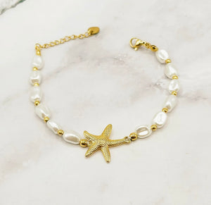 Bracelet Acier inoxydable Perles Étoile de Mer