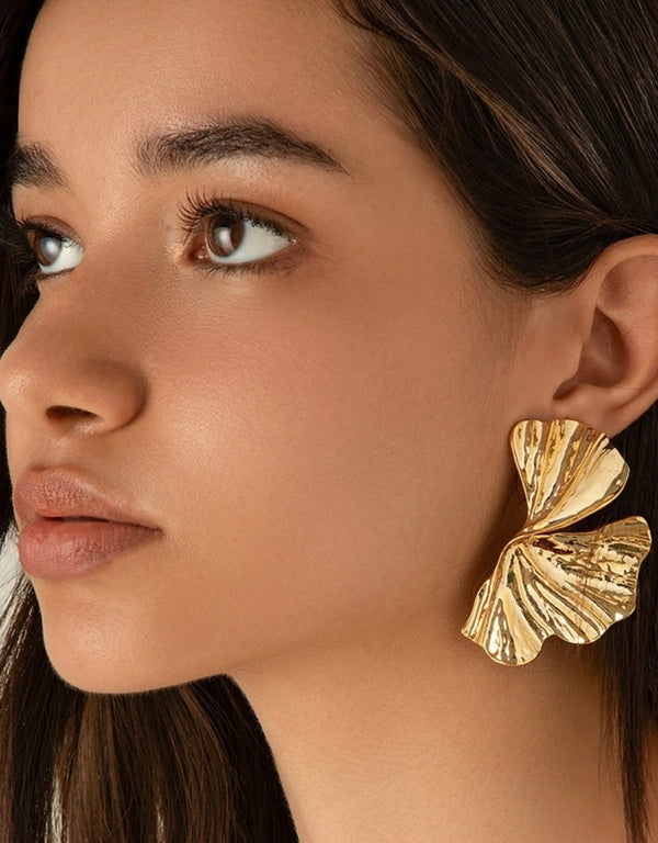 Boucles d'Oreilles Feuilles Acier Inoxydable