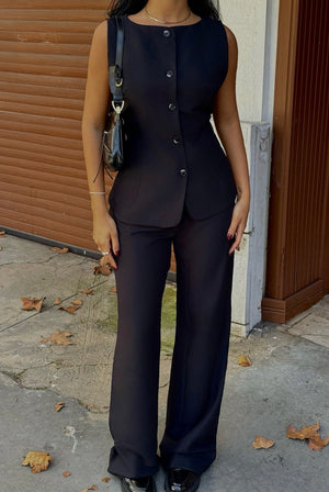 Ensemble Pantalon Tailleur Élégant Noir