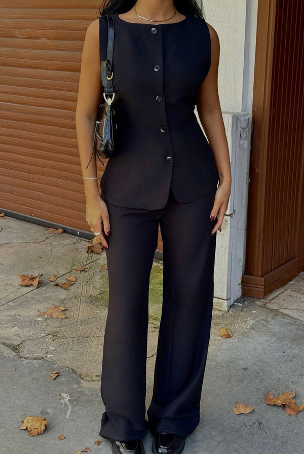 Ensemble Pantalon Tailleur Élégant Noir