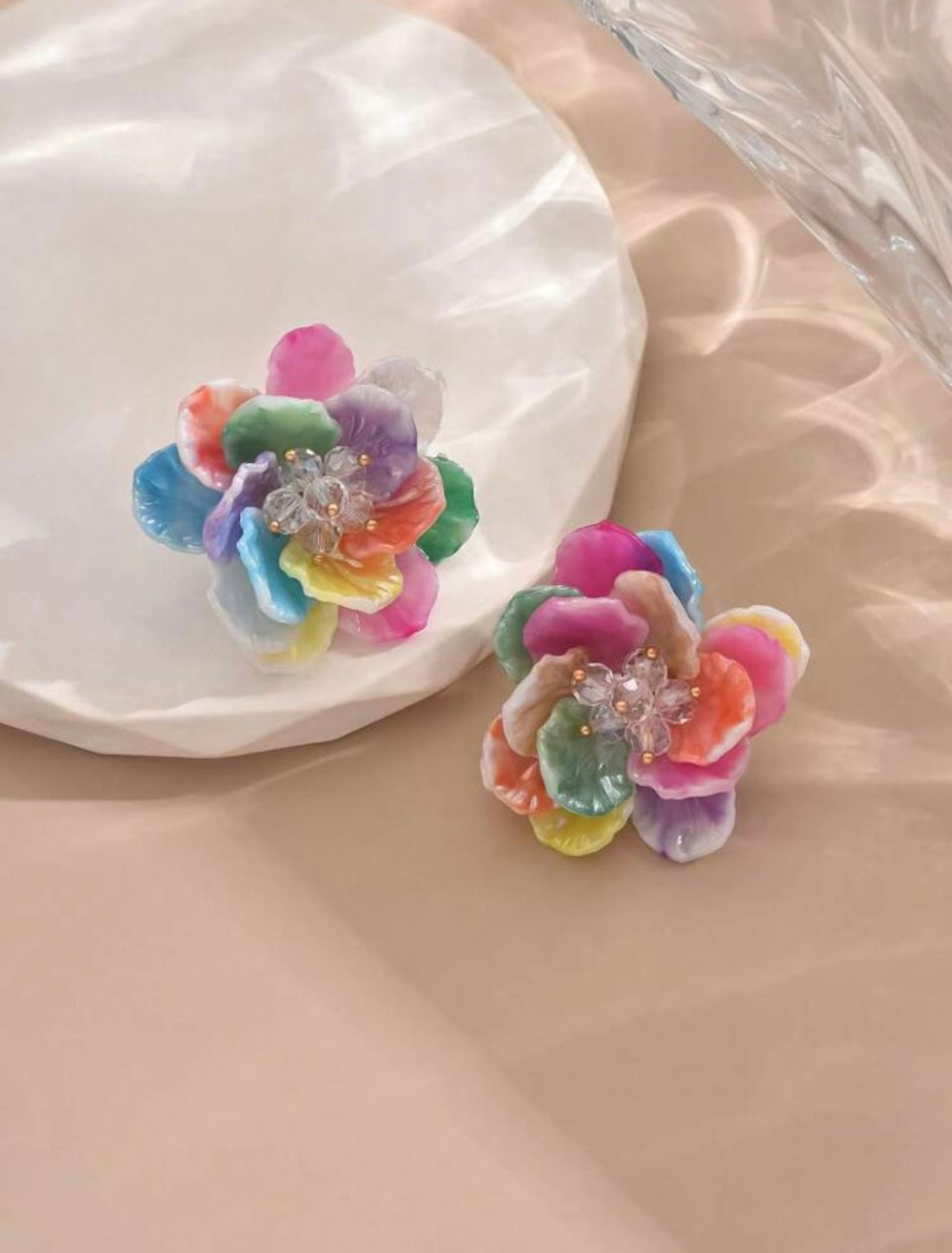 Boucles d'oreilles pétales multicolore