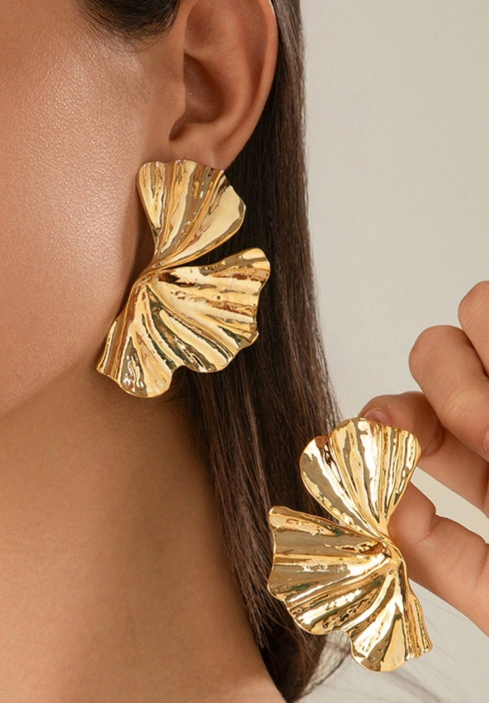 Boucles d'Oreilles Feuilles Acier Inoxydable