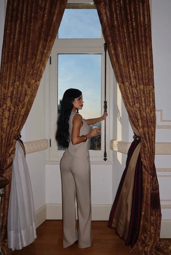 Ensemble Tailleur Manches Courtes Crème