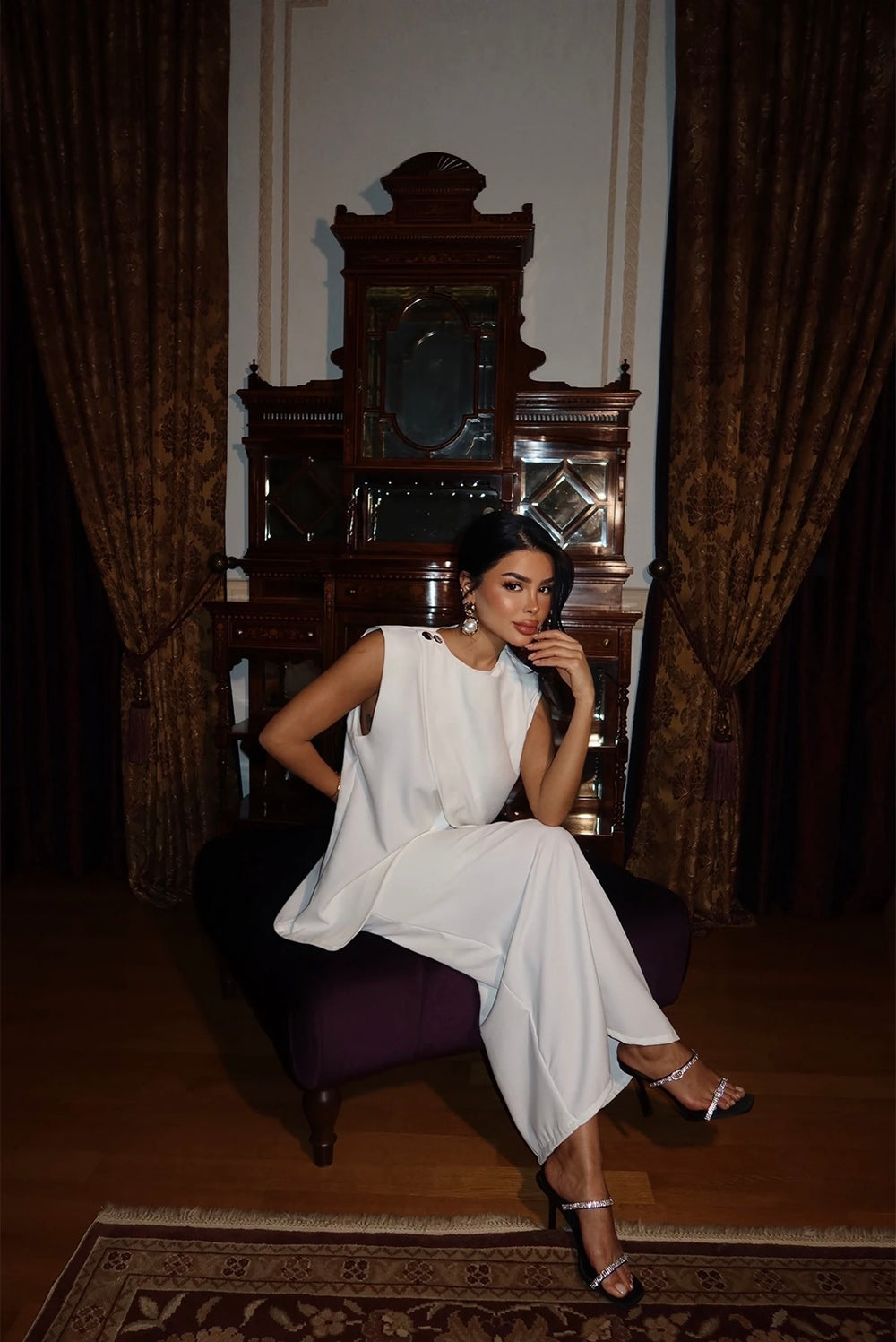 Ensemble Jupe Détail Boutons Blanc