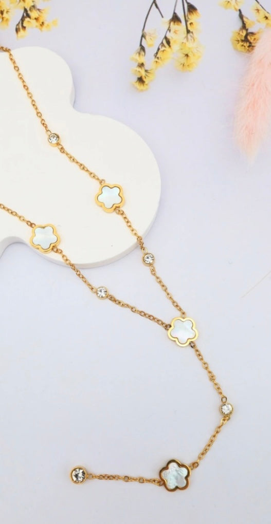 Collier Trèfles & Strass Acier Inoxydable