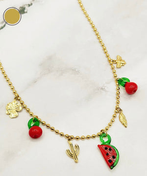 Collier Acier Inoxydable Charms Fruits