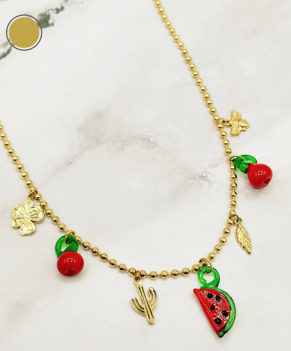Collier Acier Inoxydable Charms Fruits