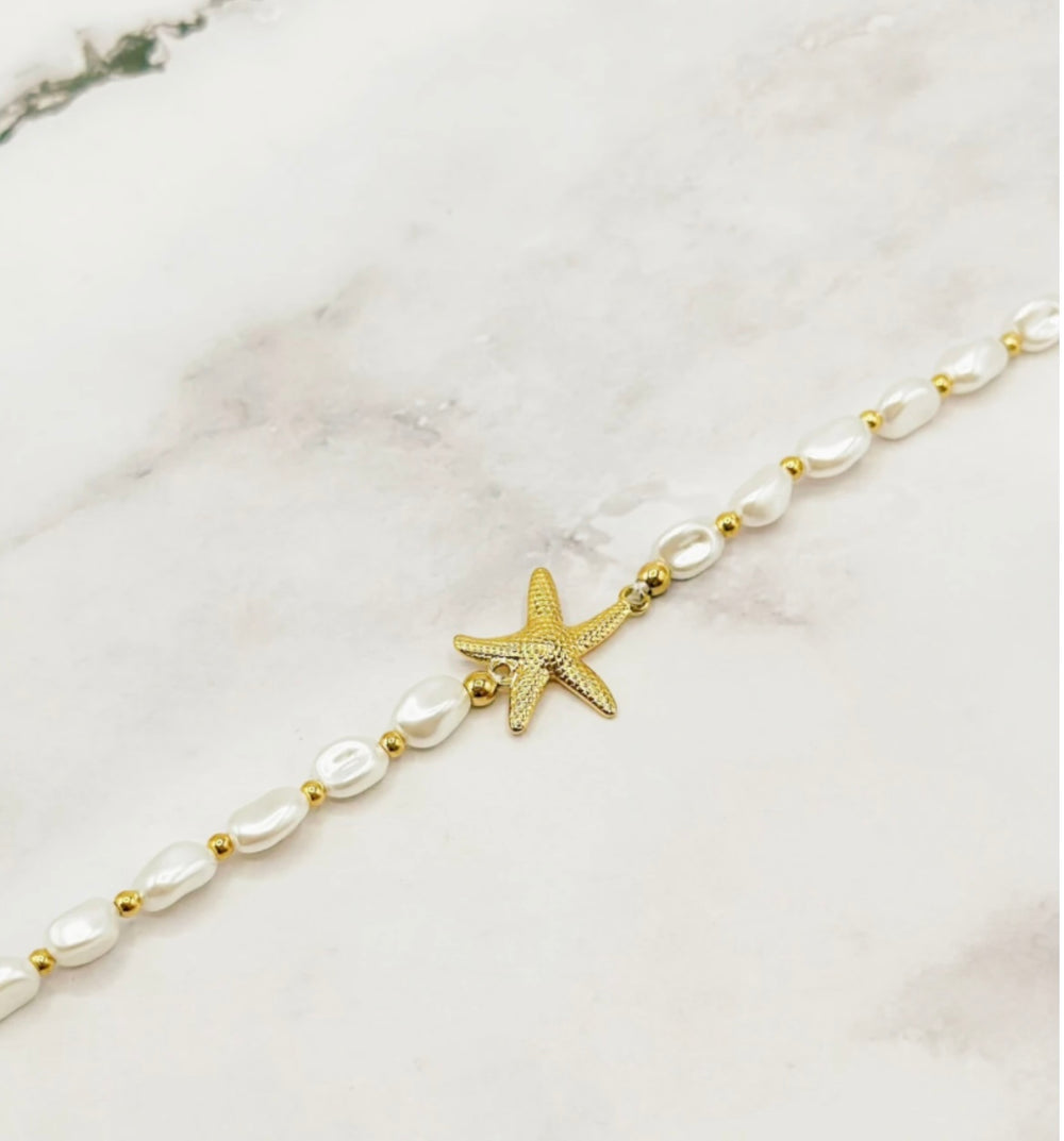 Bracelet Acier inoxydable Perles Étoile de Mer