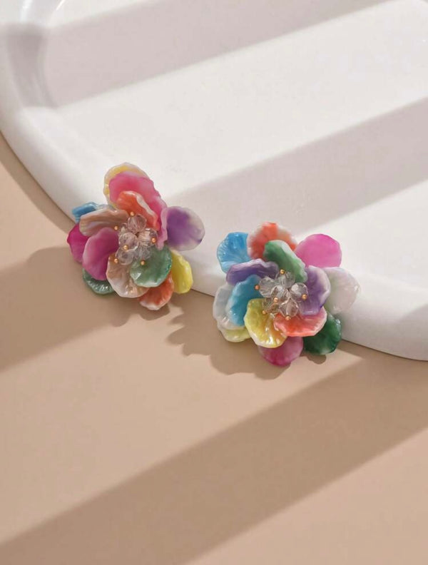 Boucles d'oreilles pétales multicolore