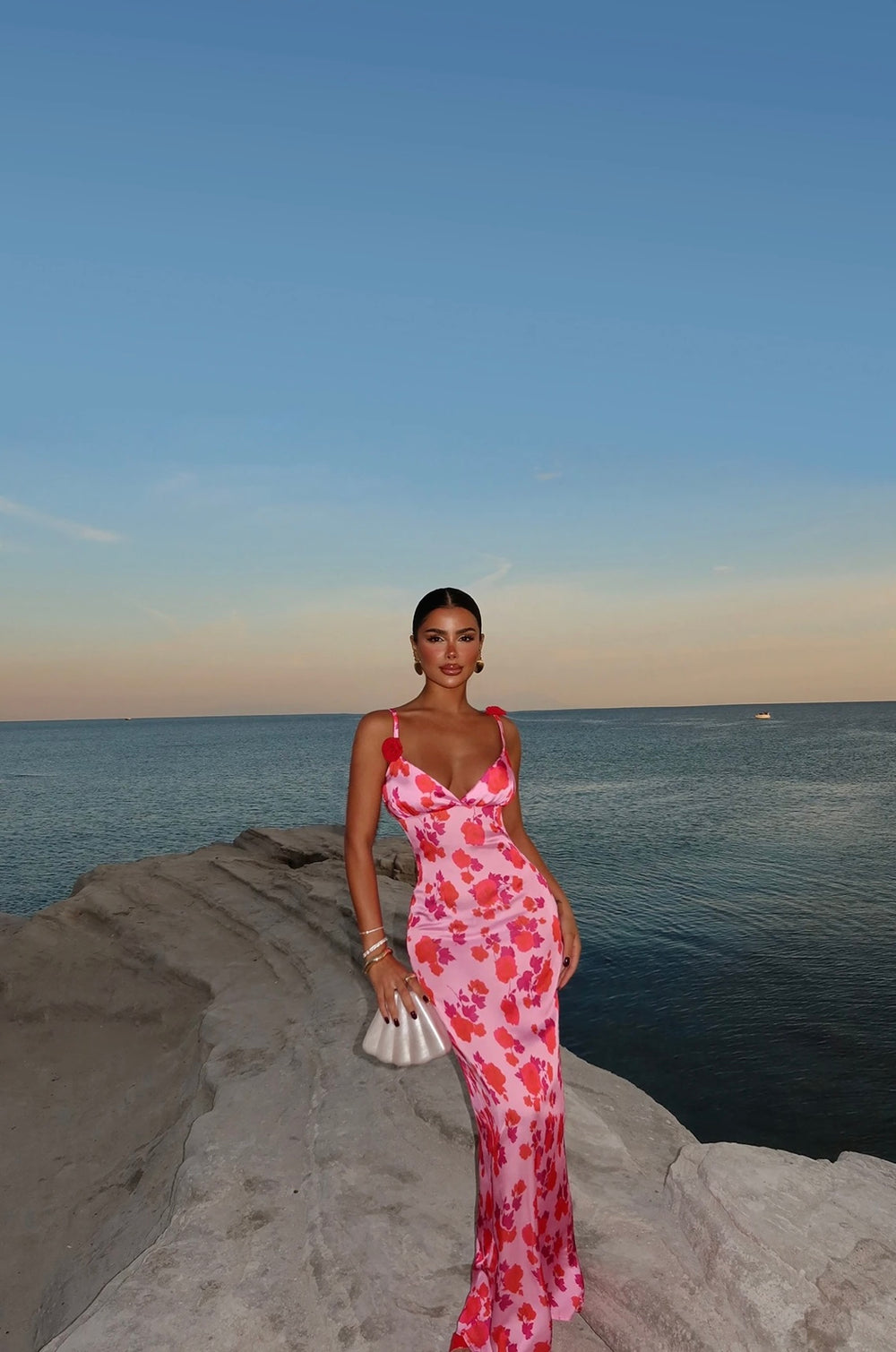 Robe à Motifs Floraux Rose ADRIANA