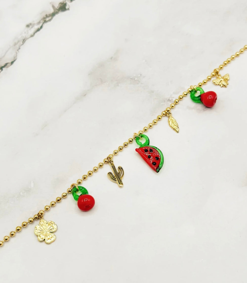 Collier Acier Inoxydable Charms Fruits