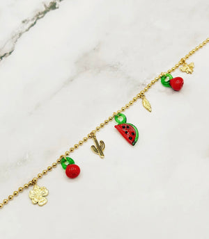 Collier Acier Inoxydable Charms Fruits