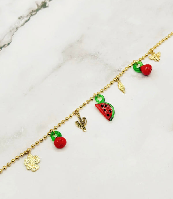 Collier Acier Inoxydable Charms Fruits