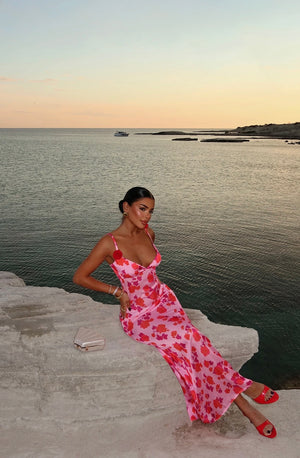 Robe à Motifs Floraux Rose ADRIANA