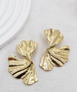 Boucles d'Oreilles Feuilles Acier Inoxydable
