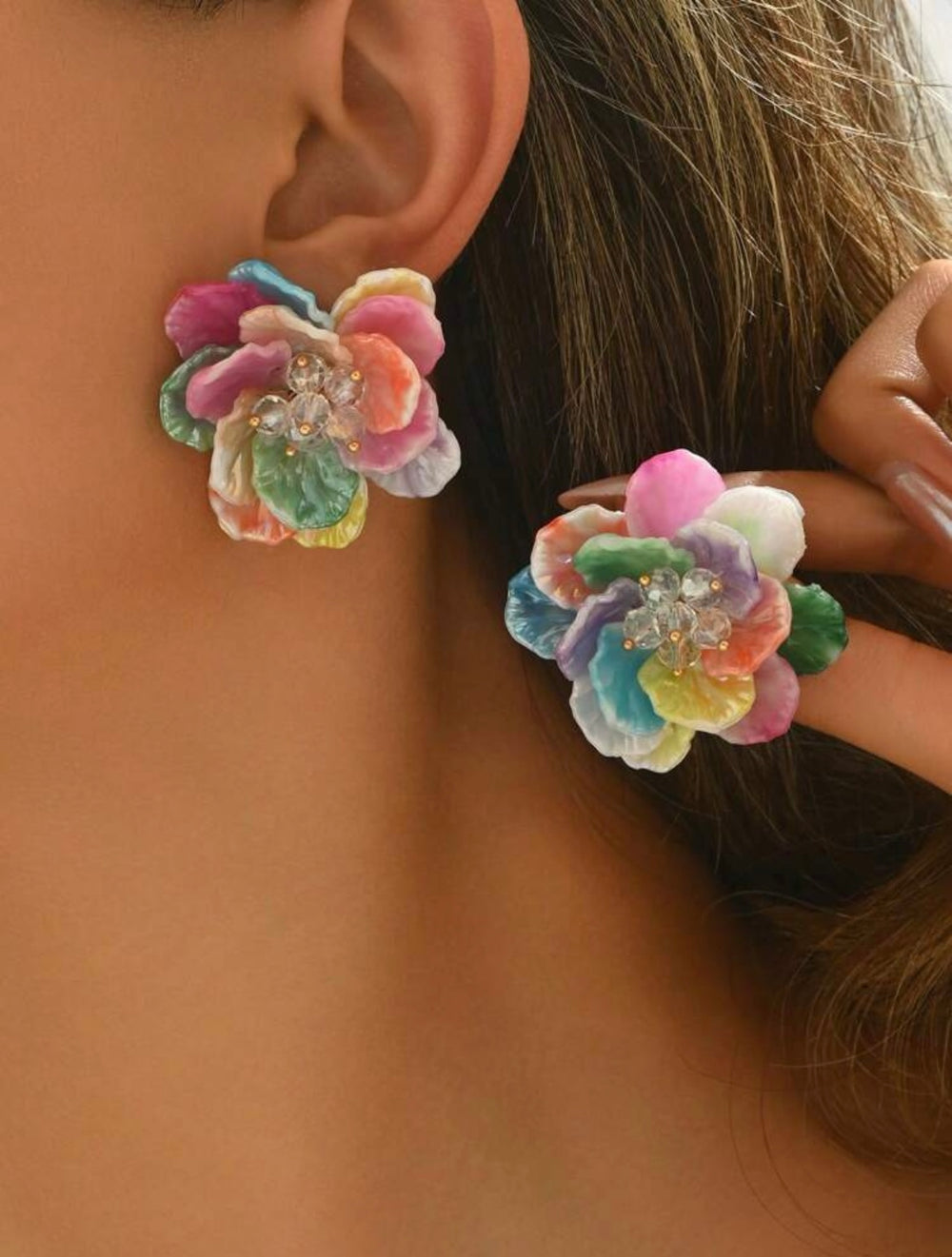 Boucles d'oreilles pétales multicolore