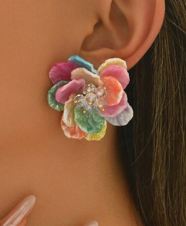 Boucles d'oreilles pétales multicolore